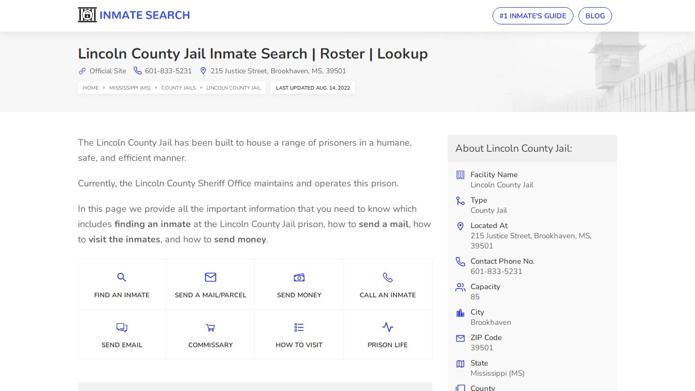Lincoln County Jail Inmate Search | Roster | Lookup